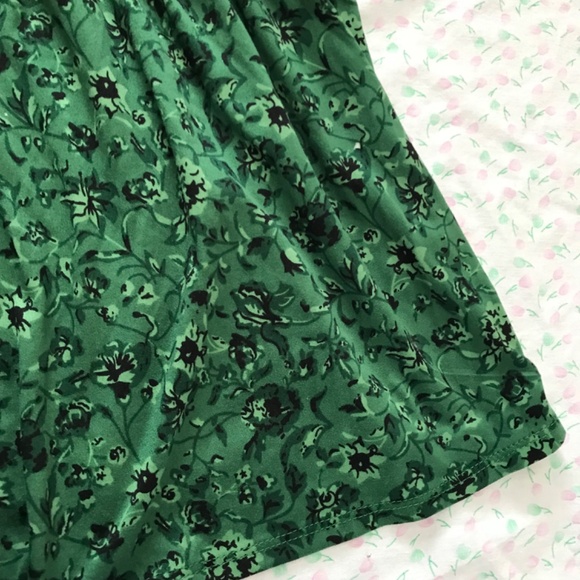 Lily Morgan Mini Dress Floral S Royal Green Black Tie Front Smocked Waist - Picture 12 of 16